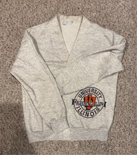 RARE Vintage Soft Illinois Fighting Illini White Cardigan S/M