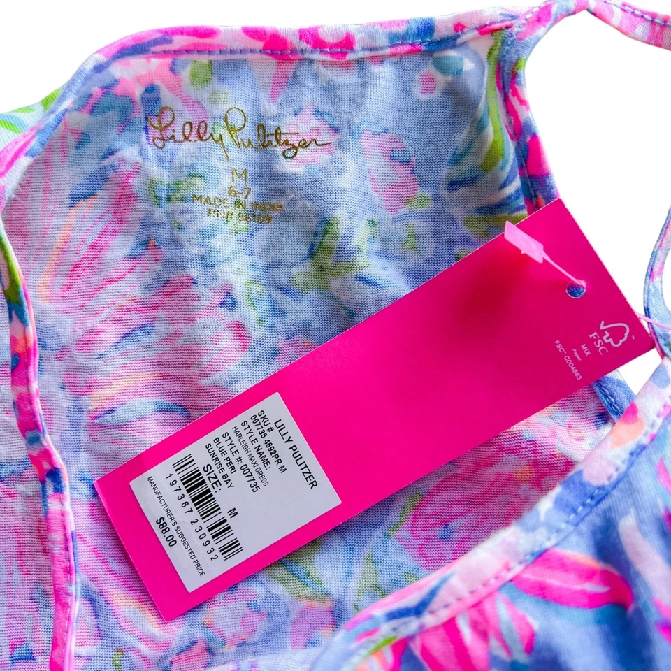NWT! Lilly Pulitzer Periwinkle Pink Sunrise Bay Harleigh Maxi Dress Size M 6-7Y - Image 4 of 4