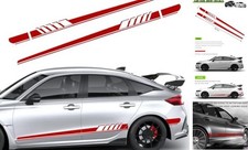 2 PCS Car Side Skirt Decals, 88.58" 4.52" PVC Racing Sports Stickers Red