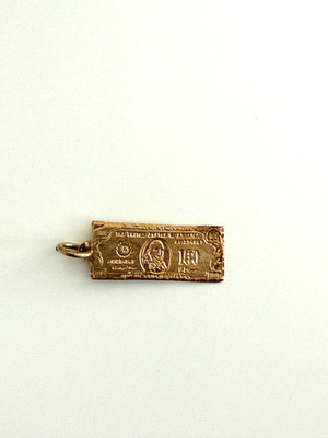 14k Gelbgold Diamantschliff 100 $ Schein Anhänger/Charm