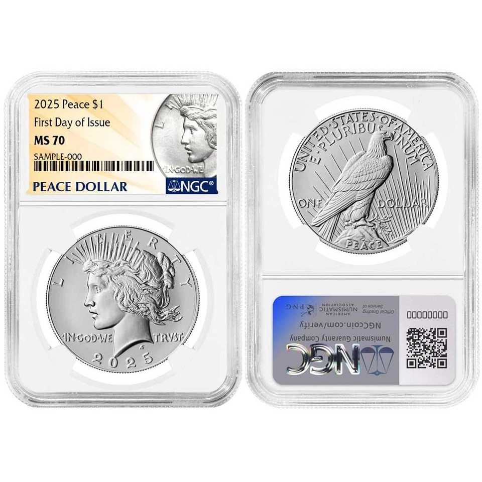 Juego de 2 dólares de plata Morgan and Peace 2025 $1 NGC MS70 FDI Morgan & Peace Foto 3 de 3