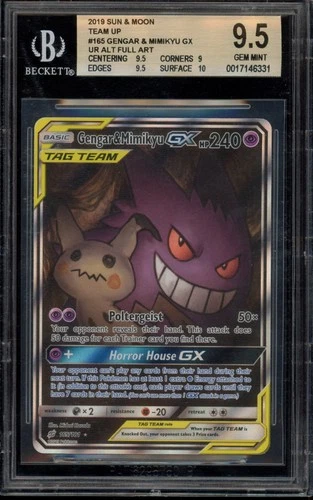Pokemon Gengar & Mimikyu GX Team Up Full Alt Art #165 BGS 9.5