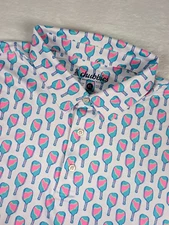 Chubbies The Big Dill Polo Shirt Mens XL Pink Green Pickleball Paddles