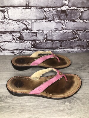 UGG Australia 1791 Hamoa Pink Leather Flip Flop Thong Sandals Women Sz 10M  US/41