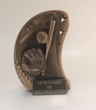GOLD BASEBALL RESIN TROPHY  FREE ENGRAVING  SHIPS IN 1 BUSINESS DAY 