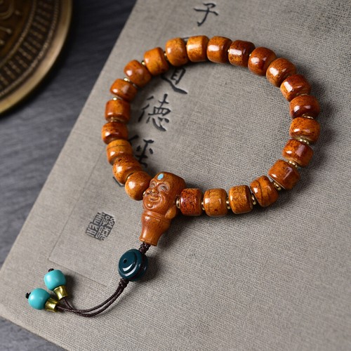 Natürliche tibetische Handschnur einzelne Schleife Buddha Perlen tibetischer Stil Gebetsanhänger - Bild 2 von 4