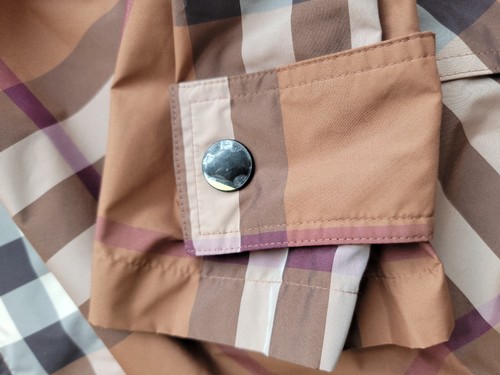 Burberry Women's Brown Notter Check Deconstructed Nylon Rain Jacket Size 4 - Picture 6 of 10