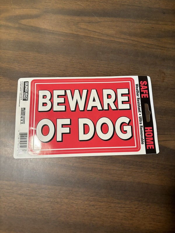 Beware Of Dog Sign, Decal Sticker, Red. Weather Resistant Brand New