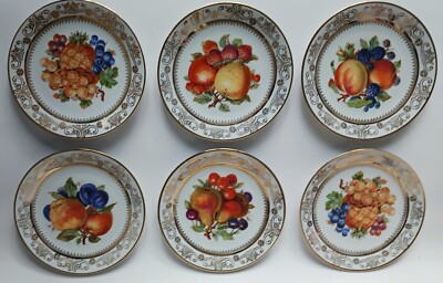 Set of 6 Dessert Salad Plates Made in Ba Aria East Germany Bavaria 7.5'' Vintage 
