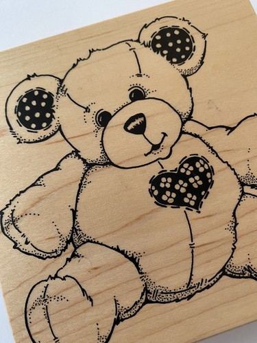 PSX Teddy Bear Stamp Quilted Bear Baby Bear Large Stuffed Bear Image K-980 - Picture 3 of 4