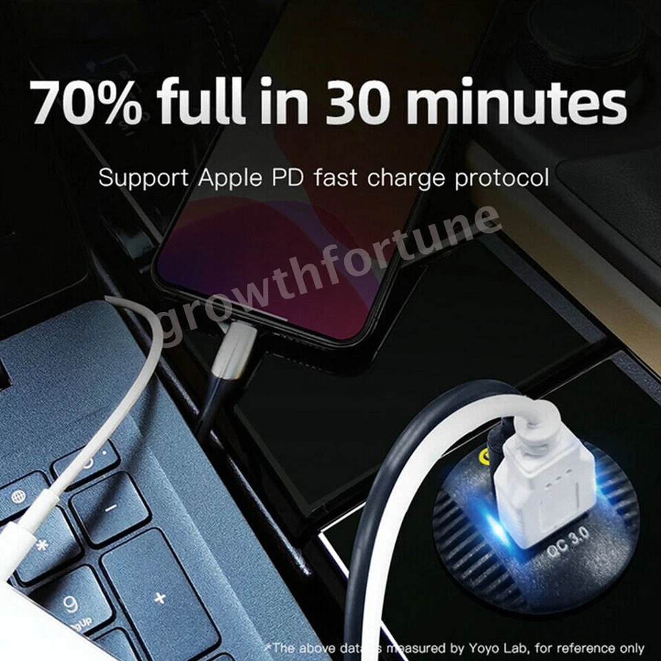 Cargador Adaptador Doble Puerto 36W Coche USB Rápido QC Tipo C PD 3.0 Nuevo Para Teléfono Móvil Foto 3 de 4