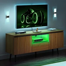 LED TV Stand Cabinet with Adjustable Shelf Drawers for 40 to 55 Inch TVs Console