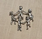 Circle Of Friends/Family Ring Around The Rosie Mexico 925 Vintage Pin Brooch
