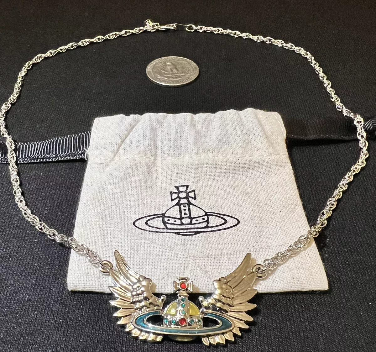 Vivienne westwood 2024 winged orb necklace