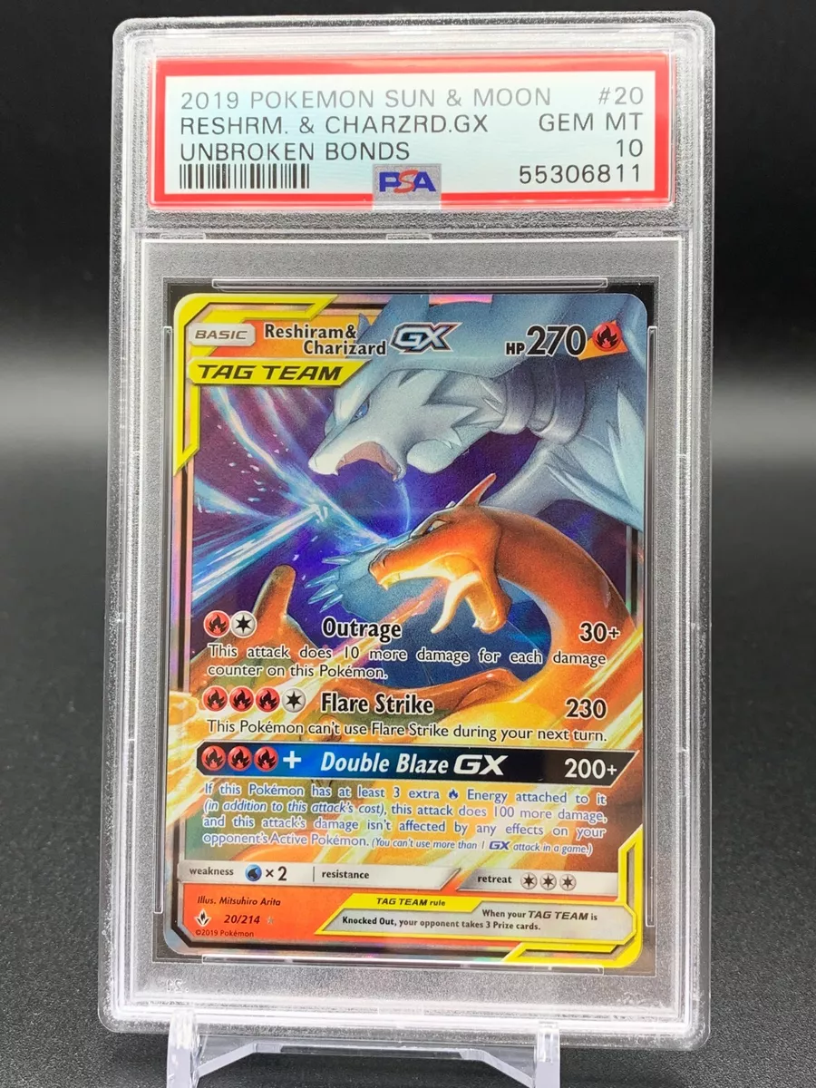 Reshiram Charizard GX 20/214 Tag Team Pokemon Unbroken