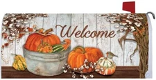 Fall Halloween Thanksgiving Pumpkin Gourds Cotton Birds Magnetic Mailbox Cover