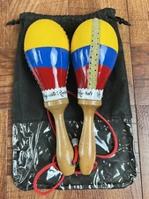 Leather Mini Maracas Colombia, Venezuela, Ecuador Flag Design De Cuero-Mini 8.5”