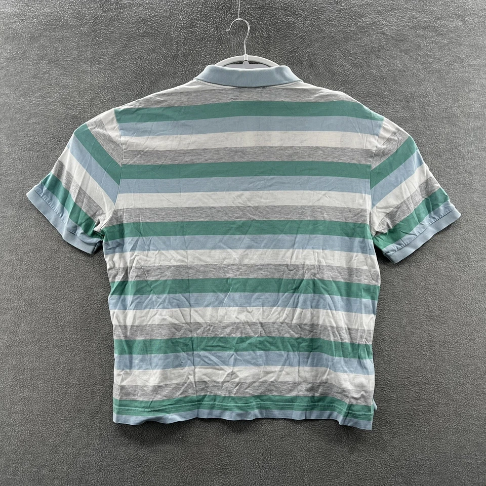 lacoste mens striped green short sleeve polo henley shirt size 6 - Image 2 of 4