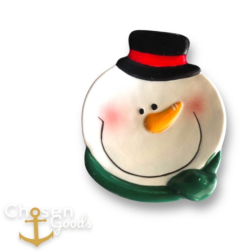 Staggered Happy Snowman Plates 3” Christmas Lot Of 3 Winter Boxed Holiday Decor - Picture 2 of 5