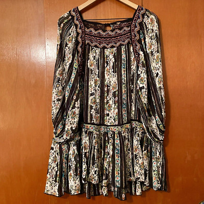 Free People Dance Magic Tunic Top Floral Size XS Embroidered
