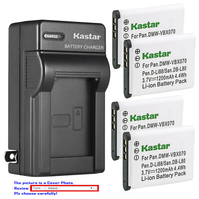 Kastar Battery Wall Charger for Sanyo DB-L80 & VPC-CG100EXBK-B VPC-CG100EXW-B