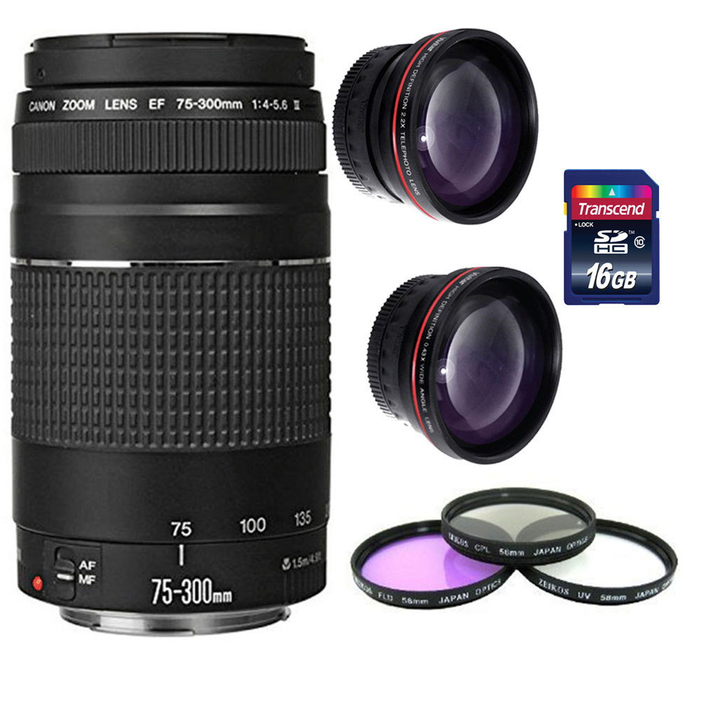 Canon EF 75-300mm f/4.0-5.6 III Autofocus Lens+ For Canon T6 T5i