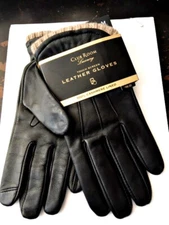 Club Room Men's  Genuine Leather Cashmere Lining Touchscreen Gloves Size L