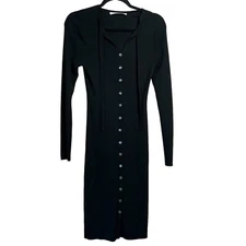 Trina Turk Kingfisher Sweater Dress in Black Merino Wool Small