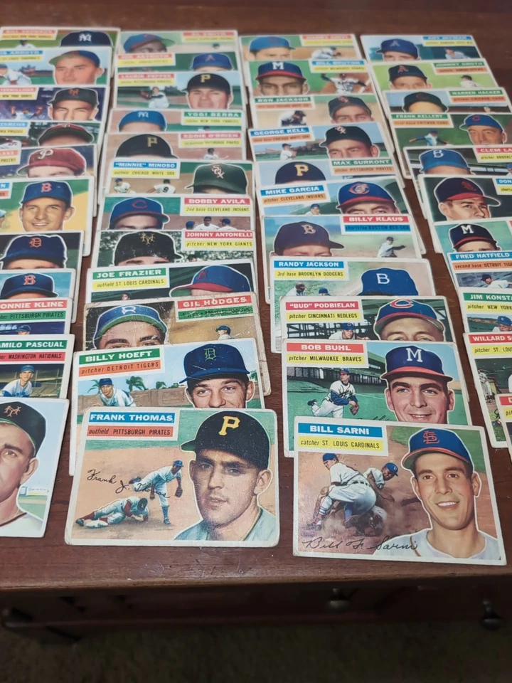 60 different 1956 Topps Baseball card starter set Berra Hodges Kell low grade - Image 3 of 4