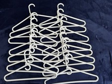 Gently Used Heavy Duty White Plastic Clothes / Garment Closet Hangers. Lot of 15