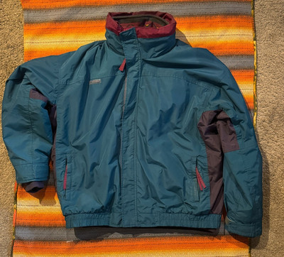 Vintage Columbia Bugaboo Ski Jacket Mens Sz XL Teal/Purple /W base Fleece Layer