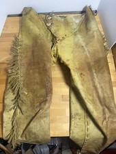 Antique Native American Indian Tanned Hide Leggings Pants Buckskin
