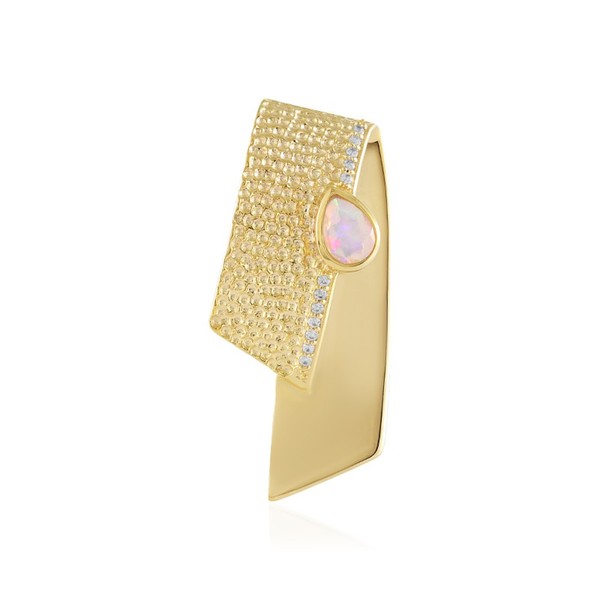 Cavill Welo Opal SilberanhäNger 0,52Ct Vergoldet Tropfen Zirkon Damen Schmuck-image