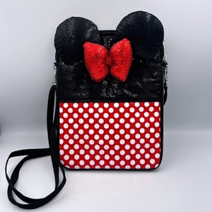 Disney Parks Minnie Mouse Sequin Crossbody Polkadot Red Bow Adjustable Strap
