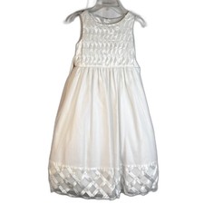Cinderella Flower Girl Christening Dress White Pearls Communion Formal Size 7