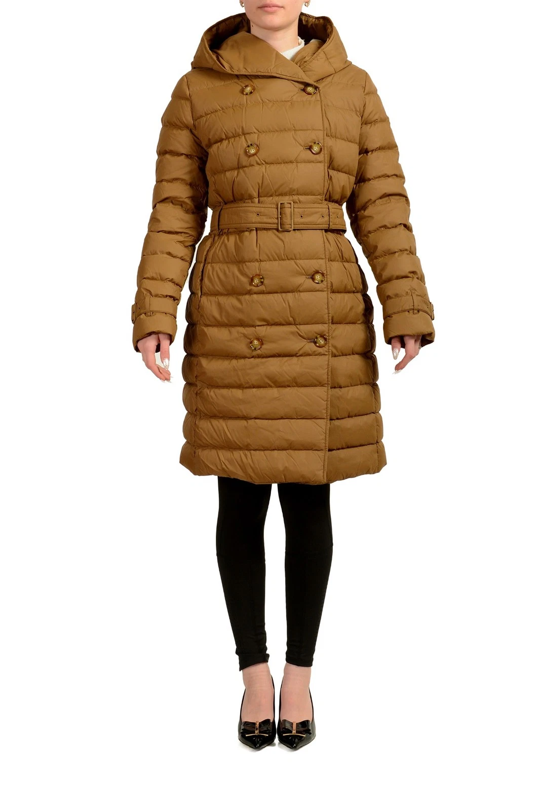 Burberry — Burberry Women's "WITLEY" Brown Hooded Double Breasted Down Jacket US L IT 44