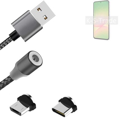 Magnet-Lade-Kabel für Samsung Galaxy A56 mit USB-Typ C und Micro-USB-Anschluss