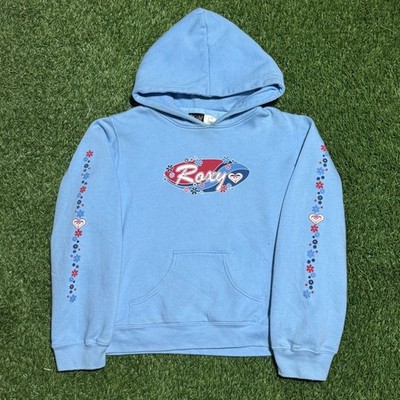 Roxy Girl Quiksilver Vtg Y2K Surf Skate 3D Logo Hoodie Jacket Sweatshirt KIDS -L