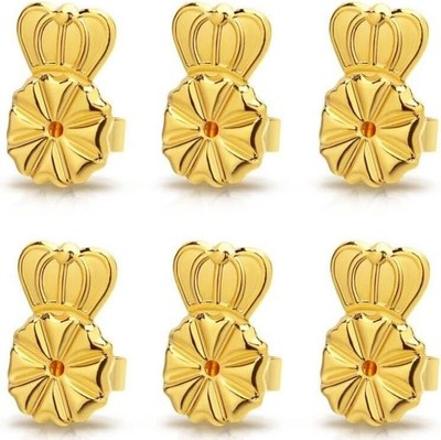 14K Gold Earring Backs Lifters,10MM Secure Earring Backs for Droopy Ears,3 Pa...
