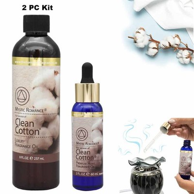 2PC Kit Clean Cotton Scent Fragrance Oil Diffuser Burner Candle Fresh Home Aroma