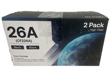 Black Toner Cartridge 26A CF226A-NIB-Real Pictures-Open Box Inspection-2 PACK