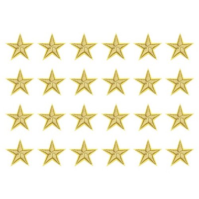 5-Sterne-Patches, zum Aufbügeln, goldfarben, bestickt, 2,8 cm, 24 Stück