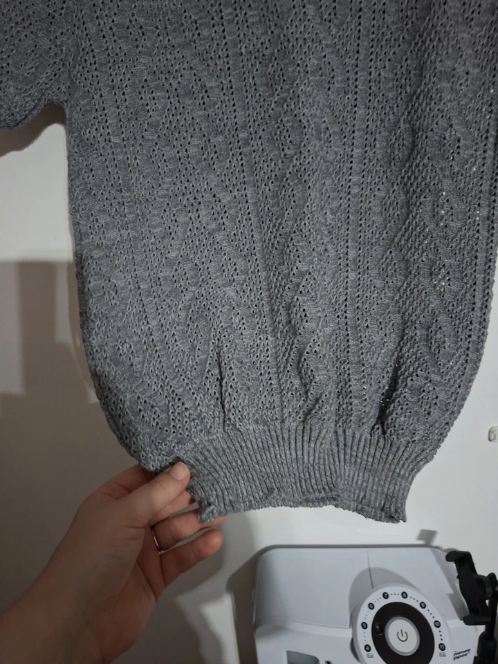 Grey Short Sleeve Knitted Preppy Jumper Small 8-10 80s 90s - Image 4 of 4