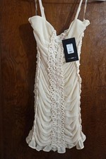 NWT Fashion Nova ivory bodycon ruched mini DRESS size S