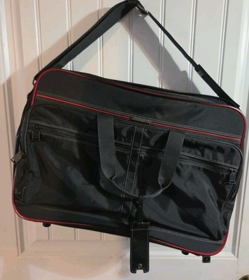 Vntg 1987 Samsonite Oyster Nylon Carry On Black & Red 20X14X5