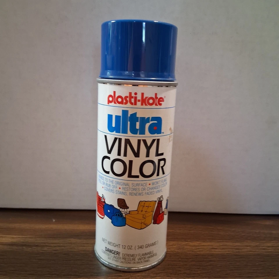 NOS Plasti-Kote Ultra Vinilo 413 Azul Oscuro Pintura en Aerosol Tela Color Foto 2 de 4