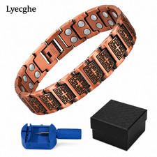 Men's 99.9 Pure Copper Magnetic Bracelet 3500 Gauss Adjustable Link Gift Box