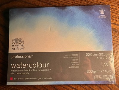 Winsor & Newton Professional 9 X 12  Hot Press Watercolor Paper Block NEW  