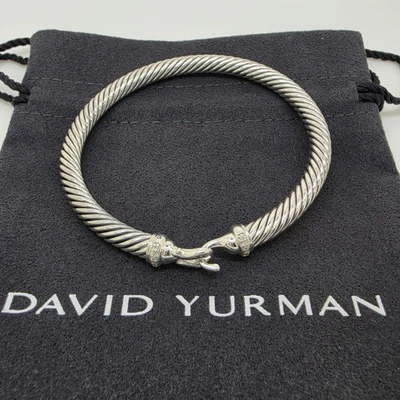 David Yurman Armband Sterlingsilber Diamant 5 mm Kabelschnalle - Bild 1 von 4