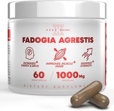 Testosterone Booster for Men w/Fadogia Agrestis 1000mg Per Serving 60 Capsules 